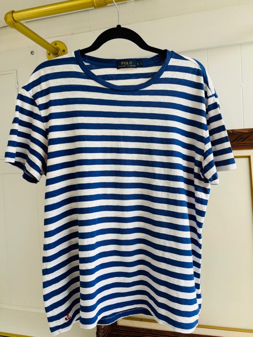Women’s Polo Ralph Lauren Monogrammed Striped Tshirt Coastal 100% Cotton M / L